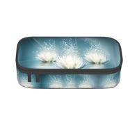 yagDAA White Lotus Flowers Print Oxford Cloth Pencil Case Large Capacity Pencil Pouch Box Bag for College Work Travel