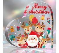 YAGE Christmas Acrylic Sign, Heart Shaped Festive Plaque for Xmas Tree Ornament Home Decor, Holiday Gifts for Women Men, Wife Husband, Birthday Present, Office Desk Decorative Keepsake