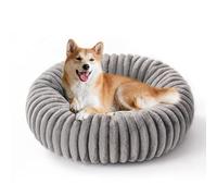 YAGE Dog Bed Small, Washable Pet Plush Calming Anti-Anxiety Donut Sofa, Non-Slip Bottom Orthopaedic Mat Large Cat Bed, Grey 60cm
