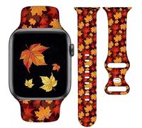 YAGEDOVIU Christmas Watch Bands Compatible with Watch 38mm 40mm 41mm 42mm for Women Men Adjustable Soft Silicone Replacement Strap for SE Series 8/7/6/5/4/3/2/1, #Happy Fall, 42mm/44mm/45mm, Modern