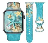YAGEDOVIU Christmas Watch Bands Compatible with Watches 38mm 40mm 41mm 42mm Adjustable Soft Silicone Replacement Strap for SE Series 8/7/6/5/4/3/2/1, Strand 01, 42mm/44mm/45mm, Modern