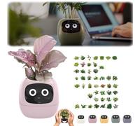 Yagerod Plantagotchi, Plantagotchi Planter, Plantagotchi - Ai Smart Planter, Smart Interactive Plant Pot, Intelligent Flower Pot, Usb Rechargeable Multiple Expressions For Living Room (Pink)