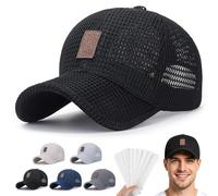 Yagerod Summer Breathable Lightweight Baseball Cap, Breathable Mesh Baseball Cap, UV Protection Adjustable Foldable Outdoor Hats, for Men and Women Hiking Walking Climbing Fishing(Black)