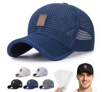 Yagerod Summer Breathable Lightweight Baseball Cap, Breathable Mesh Baseball Cap, UV Protection Adjustable Foldable Outdoor Hats, for Men and Women Hiking Walking Climbing Fishing(Blue)