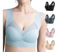 Yagerod Wmbra Posture Correcting Bra, Lift Bras for Women, Summer Wireless Push-Up Comfort Crossover Bra, Say Goodbye to Back Fat and Shoulder Pain (Light Blue,5XL)