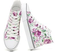 yageyan Womens High Top Canvas Sneakers Fashion Lace up White Shoes for Women Casual Classic, Purple, 7 UK