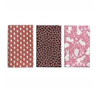 Yagisei Made in Japan Komon Tenugui Towel 3 type set(Flax Leaf, Sakura, Rabbit),White,330 x 900 cm