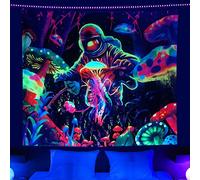 Yagizaul BlackLight Trippy Space Astronaut Tapestry UV Reactive Psychedelic Mushroom forest Tapestry Wall Hanging Jellyfish Tapestries for Bedroom aesthetics Party Decor Poster 78.7 * 59inch