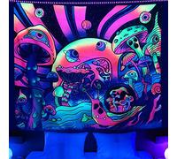 Yagizaul Tapestry for Bedroom UV Reactive Blacklight Snail Mushroom Tapestry Black Light Wall Hanging Eyes Tapestries Room Decor Aesthetics Party Poster Glow in The Dark Tapestry 60 * 51 inch
