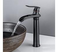 YAGJIA Bathroom Tap, Black Waterfall, Washbasin Tap, High Retro, Brass Basin Fittings, Single Lever Mixer Tap, Antique ORB for Bathroom