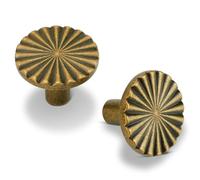Yagman 2 Pack Kitchen Cabinet Knobs Round Sunflower Dresser Knob Modern Drawer Hardware Cupboard Handles Furniture Knob for Bathroom Single Hole Knobs for Wardrobe Antique Brass TYH-AB-K2