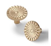 Yagman Champagne Bronze Cabinet Knobs 6 Pack Round Sunflower Dresser Drawer Hardware Furniture Cupboard Handles for Bathroom Single Hole Knob Kitchen SH-CB-K6