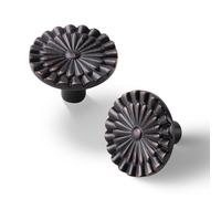 Yagman Oil Rubbed Bronze Cabinet Knobs 6 Pack Round Sunflower Dresser Drawer Hardware Furniture Cupboard Handles for Bathroom Single Hole Knob Kitchen SH-ORB-K6