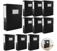 YAGOKKI 10 Pcs A4 File Boxes, Black Plastic Document Storage Filing Boxes, PP File Organizers with Label Windows, Foolscap Folders for Office, Home, Library, and Archive Storage Box Files