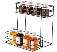 YAGOKKI Double-Layer Metal Coffee Syrup Organizer Rack with Removable Basket, Hollow Structure Drainage, 10.2 x 7.9 x 10.2 in Countertop Storage Holder for Coffee Syrup, Spices, Wine