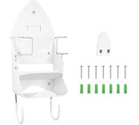 YAGOKKI Ironing Board Hanger Wall Mount, PBT Flame Retardant Electric Iron Holder with Wire Storage, Space-Saving Ironing Board Organizer for Laundry Room, White