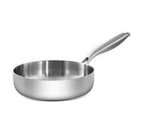 Yagosodee 11 Inch Tri-Ply Stainless Steel Frying Pan,5L Deep Frying Pan with Flat Bottom,Induction Compatible Cookware for Gas/Electric/Ceramic Hobs,Even Heat Distribution,No Lid,Silver