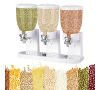 Yagosodee Cereal Dispenser, Triple Cereal Storage Containers Dry Food Dispenser Kitchen Cereal Dispensers Not Easy to Crush Food for Cornflakes Candy Nuts Beans Granola, White