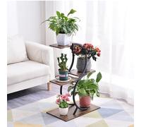Yagosodee Plant Stand Indoor 4-Tier 75.5cm Outdoor Tall Metal Flower Shelf, S-Shaped Flower Pot Holder Shelf for Multiple Plants,Plant Shelving Unit for Balcony Living Room Patio Garden Iron+Wood