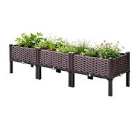 Yagosodee Raised Garden Bed Kit With Legs,167L Outdoor Elevated Plastic Planter Box Water Storage Tray And Safety Edging,Raised Flower Bed For Growing Plants Flowers Vegetables Herbs 116x40x36cm