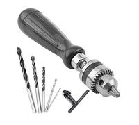 YAGSUW Hand Drill Bits Set 7 in 1 Manual Tool Pin Vises with Chuck Key & 5pcs Twist Drill Bits for Wood, Jewelry, Delicate Manual Work, Electronic Assembling and Model Making, DIY Drilling
