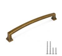 YAGU 10 Pack Square Antique Brass Kitchen Cabinet pulls 6.3 Inch(160mm) Hole Center Solid Vintage Bronze Dresser Drawer Handles Aged Furniture Hardware for Cupboard Wardrobe Closet Vanity