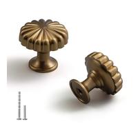 YAGU 6 Pack Champagne Bronze Kitchen Cabinet Knobs 1-1/5 Inch Round Solid Dresser Drawer Knob Dark Gold Modern Hardware Honey Bronze Pulls for Closet Cupboard Wardrobe