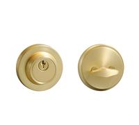 YAGU Contemporary Round Single Cylinder Deadbolt Lock for Front Door Entrance Modern High Security Heavy Duty Pack of 1- Satin Brass Finish