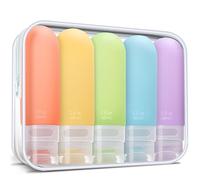yahaa 5 Pcs Travel Bottles Set with Travel Toiletry Bag, Leak Proof Squeezable Silicone Travel Size Toiletries, Travel Essentials for Flying Accessories, TSA Approved, White Pack, multicolor