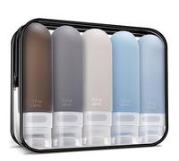 yahaa 5 Pcs Travel Bottles Set with Travel Toiletry Bag, Leak Proof Squeezable Silicone Travel Size Toiletries, Travel Essentials for Flying Accessories, TSA Approved, Black Pack, multicolor