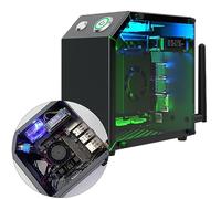 Yahboom Jetson Nano Case Compatible with Jetson Orin Nano SUPER Orin NX SUPER Protective Case Xaver NX TX2-NX with RGB Fan, Antennas, OLED Display
