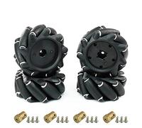 Yahboom Mecanum Wheel, Omnidirectional Smart Robot Car Parts Accessories DIY Toy Assembly, Compatible with Building Blocks and TT Motors (2 Pairs) with Coupling (80mm-wheel(Nylon)*4+6mm-coupling*4)