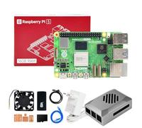 Yahboom Raspberry Pi 5 16GB Development Kit + PD Power Adapter+ABS Case+ Heat Sink + 64GB TF Card Cortex-A76 CPU for AI Programming Python (16GB-Classic Basic Kit)