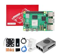 Yahboom RPi 5 2GB Development Kit + PD Power Adapter+ABS Case+ Heat Sink + 64GB TF Card Cortex-A76 CPU for AI Programming Python (2GB-Classic Basic Kit)