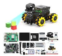 Yahboom RPi-5 2GB Robot Car Kit Ros Robot Uses Python Programming,Supports App Control,PC Control and Infrared Remote Control,Mecanum Wheel Automatic Line Patrol Driving (With RPi5-2GB)