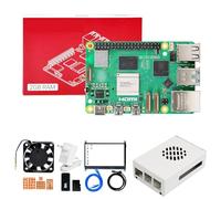 Yahboom RPi 5 Developer Kit 2GB+IPS HD 7-inch Display,Case (with Fan)+PD Power Adapter,Ubuntu20.04 ROS2 for Robot AI (2GB-7 in Screen Kit)