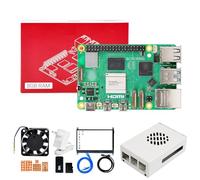 Yahboom RPi 5 Developer Kit 8GB+IPS HD 7-inch Display,Case (with Fan)+PD Power Adapter,Heat Sink Ubuntu20.04 ROS2 for Robot AI (8GB-7 in Screen Kit)