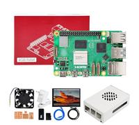 Yahboom RPi 5 Starter Kit 4GB+HD 10.1inch Display,Case,27W PD Power Adapter,Heat Sink Ubuntu20.04 ROS2 System Suitable for Robot AI (4GB-10 in Screen Kit)