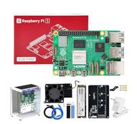 Yahboom RPi5 Developer Kit 4GB + MINI Chassis+Pi 5 Case Active Cooling+PCIe M.2 SSD+256G SSD ROS2 System Ubuntu20.04 Suitable for AI Programming Python (4GB-Cube Pi Case Kit)