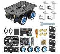 Yahboom Smart Chassis Car Kit, Equipped with Aluminum Chassis, 520 Encoder Motor, DC 12V Motor, 65mm Wheels, Robot Mobile Platform (4WD Chassis without Battery)