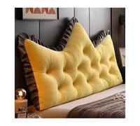 Yahbrra Back Reading Cushion for Bed and Sofa, Washable Removable Headboard Lumbar Support, Crystal Velvet Yellow (120 * 55cm)