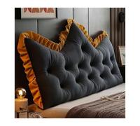 Yahbrra Back Reading Cushion for Bed and Sofa, Washable Removable Headboard Lumbar Support, Crystal Velvet Black (150 * 60cm)