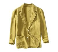 Yahbrra Summer Jacket Men's Linen Lightweight Sporty Sports Jacket Blazer Men's Summer Plus Size Jackets for Men 2 Button Business Suit Jackets Sport Coat Stylish Suit Jacket Yellow