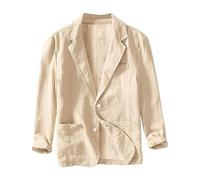 Yahbrra Summer Jacket Men's Linen Lightweight Sporty Sports Jacket Blazer Men's Summer Plus Size Jackets for Men 2 Button Business Suit Jackets Sport Coat Stylish Suit Jacket Khaki