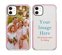 YahCase Personalized Phone Case For Apple iPhone 12/12 Pro Custom Customized Photo Text Name Phone Cover Anti-Scratch Shock-Resistant Impact Soft Protective Pink TPU Phone Cases