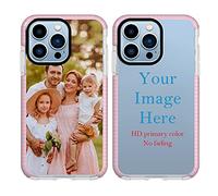 YahCase Personalized Phone Case For Apple iPhone 13 Pro Custom Customized Photo Text Name Phone Cover Anti-Scratch Shock-Resistant Impact Soft Protective Pink TPU Phone Cases