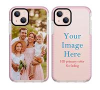 YahCase Personalized Phone Case For iPhone 13 Custom Customized Photo Text Name Phone Cover Anti-Scratch Shock-Resistant Impact Soft Protective Pink TPU Phone Cases