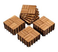 Yaheetech 1 pack Acacia Wood Interlocking Patio Deck Tiles, Waterproof Solid Flooring Tiles for Indoor Outdoor, 31 cm W × 31 cm L Garden Deck for Patio Garden Poolside All Weather Use, Total 27pcs