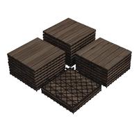 Yaheetech 1 Pack Waterproof Acacia Wood Interlocking Decking Tiles Flooring Tiles 31×31cm for Outdoor & Indoor, Patio, Balcony, Garden, Total 27pcs, Black
