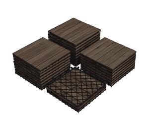 Yaheetech 1 Pack Waterproof Acacia Wood Interlocking Decking Tiles Flooring Tiles 31×31cm for Outdoor & Indoor, Patio, Balcony, Garden, Total 108pcs, Black 4
